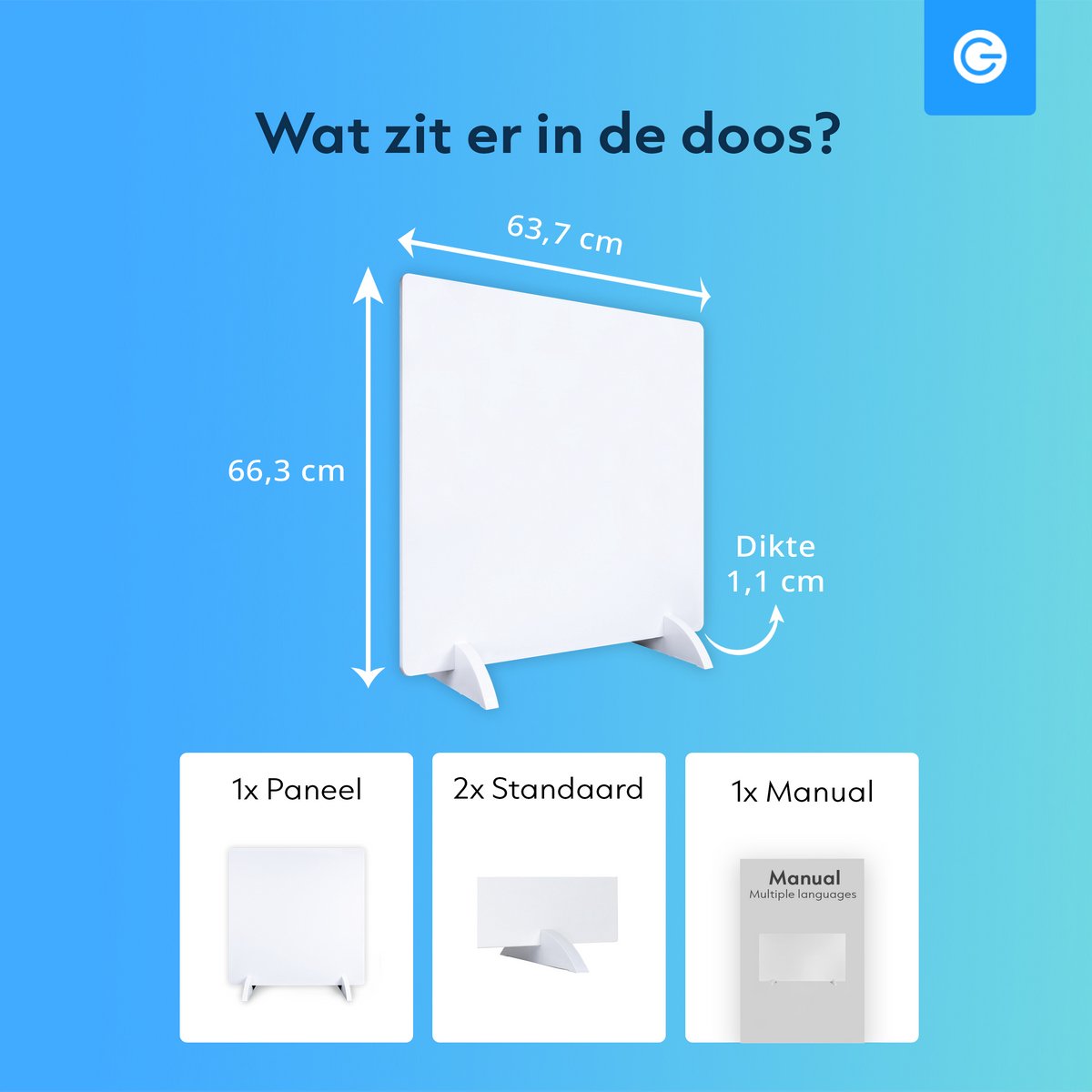 Infrarood Verwarmingspaneel 425W - Voordelig in Gebruik - Makkelijk Verplaatsbaar - 63,7 x 66,3 x 1,1 cm - Overschilderbaar - Elektrische kachel - Thermostaat - Staand - Heater - Bijverwarming - Wit - Silvergear – foto 6