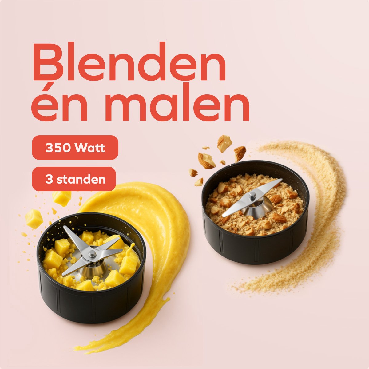 KitchenBrothers Smoothie Blender - 2-in-1 - Blender to Go - 4 Bekers - Smoothie Maker To Go - Mini Blender - Zilver – foto 7