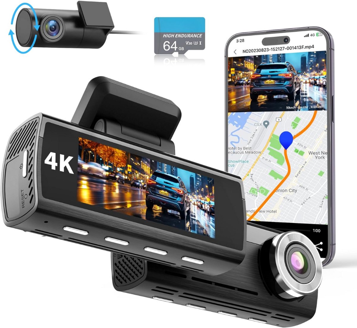 Lexium Dashcam - Daschcams - Auto - Camera - Vooruit - Achteruit - Video - Autobeveiliging - Parkeerbeveiliging - Recording - Dag en Nacht - Schadepreventie