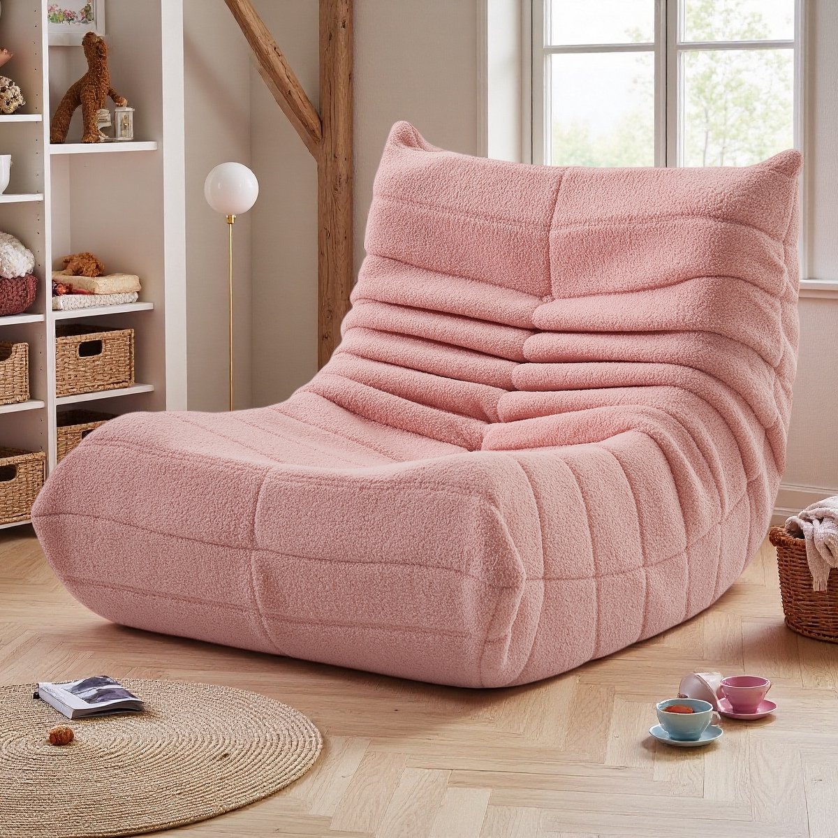 Zitzakbank, vloerbank, vloerstoel met rugleuning, comfortabele leesstoel, XXL, luie bank, zitzak voor slaapkamer/woonkamer, relaxfauteuil