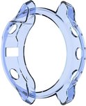 Transparant blauw TPU hoesje voor een Garmin Fenix 6X smartwatch, met openingen voor knoppen en sensoren.