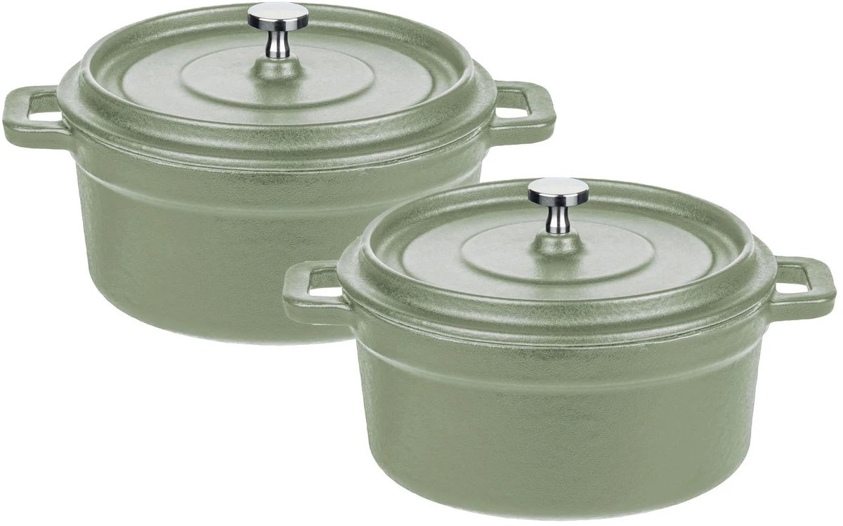 GSW 2 gietijzeren mini serveerpannen (Groen)