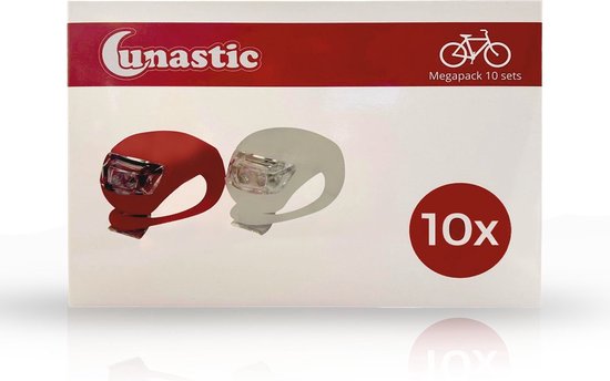Lot de 10 éclairages LED pour vélo (10 Wit et 10 rouges) Lunastic avec piles - Set de 20 éclairages pour Éclairage de vélo - Lampe de vélo à piles