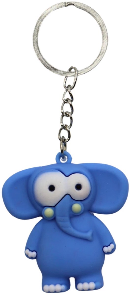 Sleutelhanger Olifant – Grote Ogen Dier - Big Eyes - Funny Cartoon Animal – Jungle & Wilde Dieren - Dierentuin – Sleutelbos, Tashanger, Accessoire
