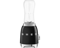 SMEG PBF00BLEU Personal Blender - Blender to Go - Smoothie Blender - 300W - 600 ml Bottle-to-Go - Tritan Renew - '50s Style - Zwart