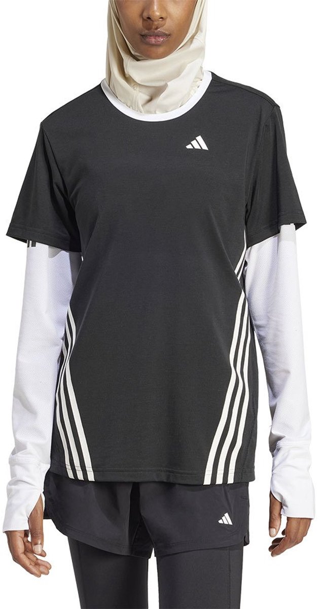 Adidas Train Icons 3 Stripes T-shirt Met Korte Mouwen Vrouw Zwart