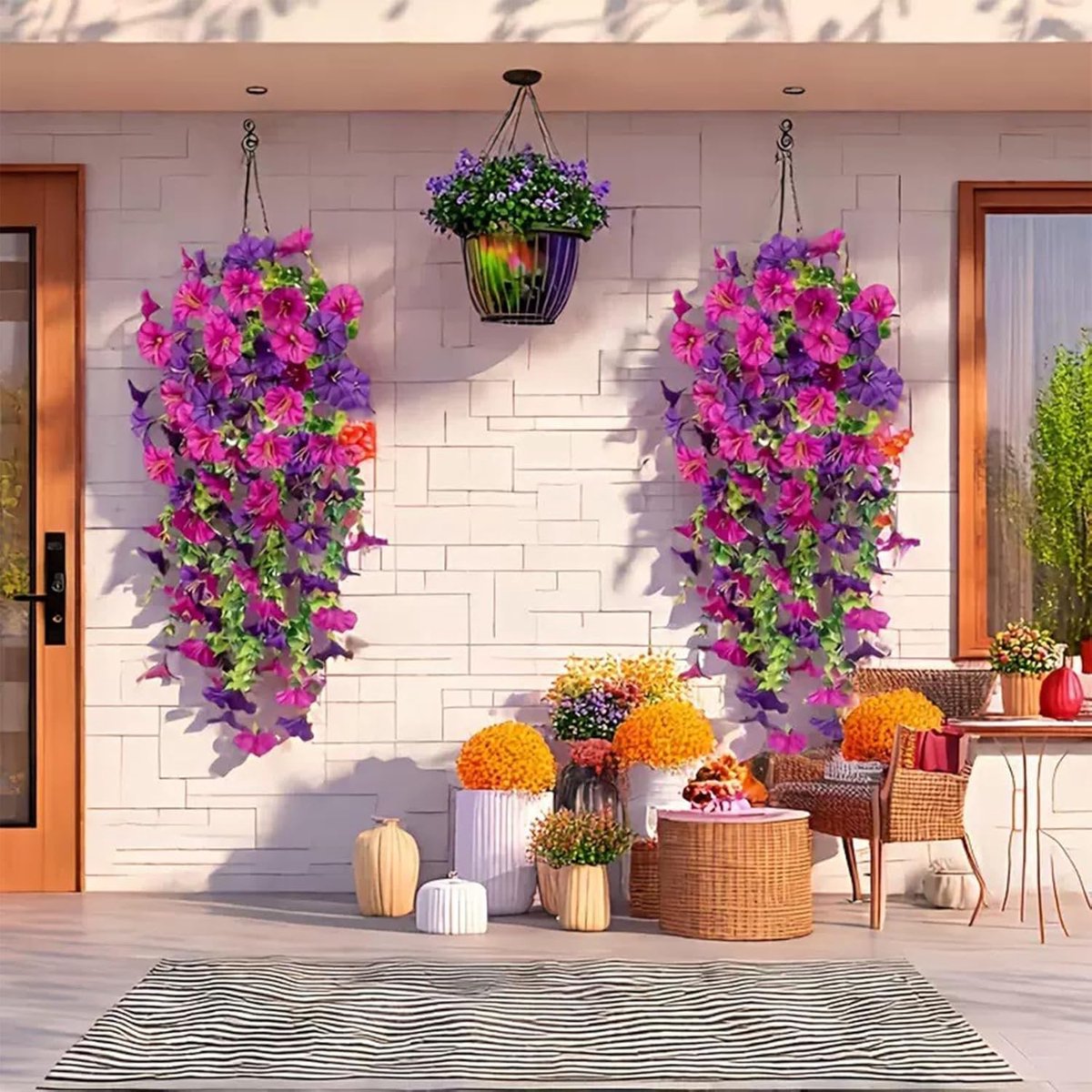 4 stuks kunstplanten hangende petunia's kunstbloemen om op te 4 stuks kunstplanten hangende petunia's kunstbloemen om op te