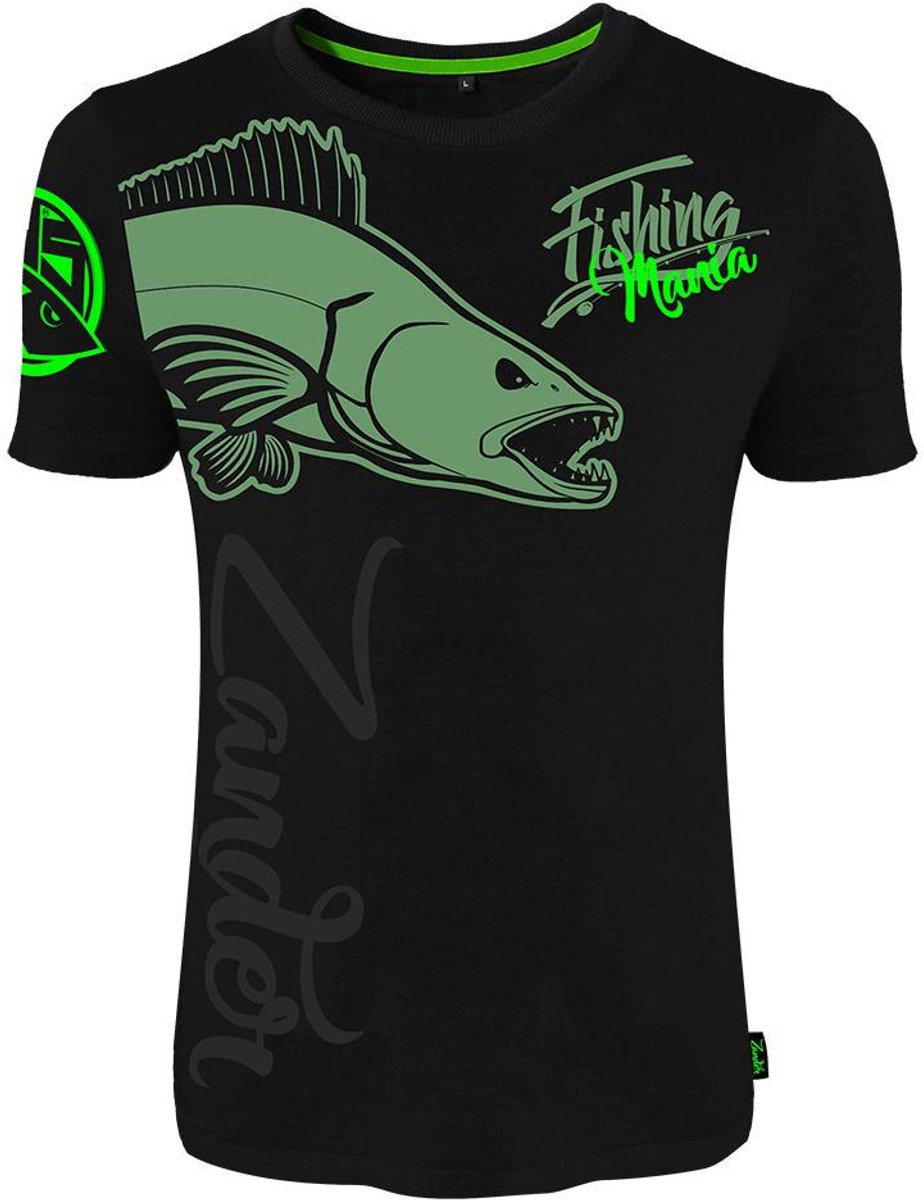Hotspot Design Fishing Mania Zander T-shirt Met Korte Mouwen Zwart 2XL Man