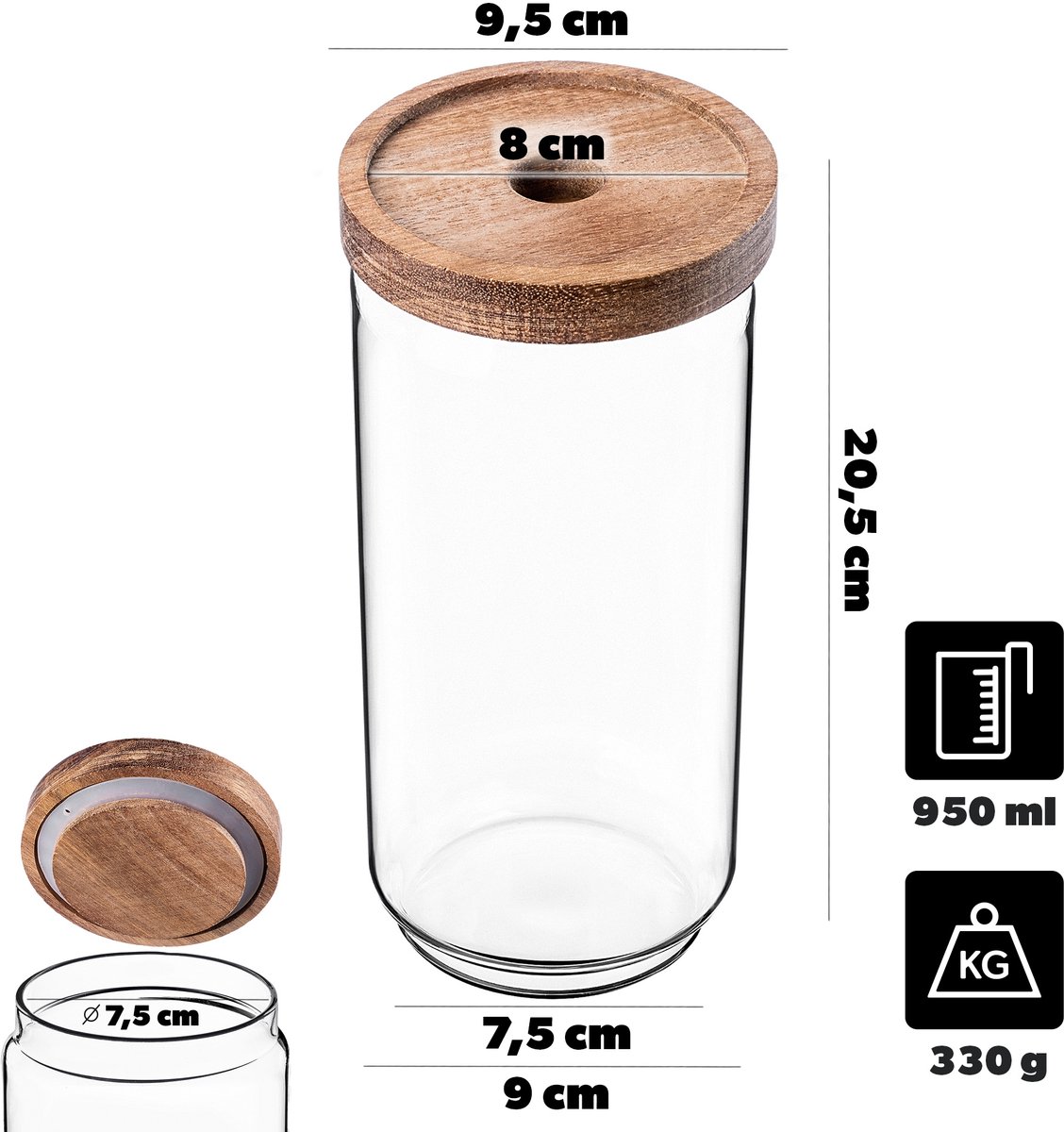 KADAX 3x Glazen bak met deksel 950ml <20> <12