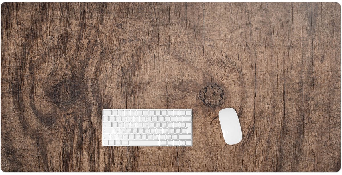 Wallfluent - Houten Ringen Bureau Onderlegger - 120x60 cm - Bruin Onderlegger Bureau - Organisch marmerpatroon Computer Mat - Bureau Pad - Bureau Accessoires - Bureau Pad