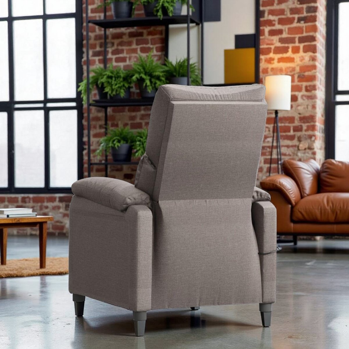 Afbeelding 3 van Industrialhome Luxe Elektrische Relaxfauteuil Taupe