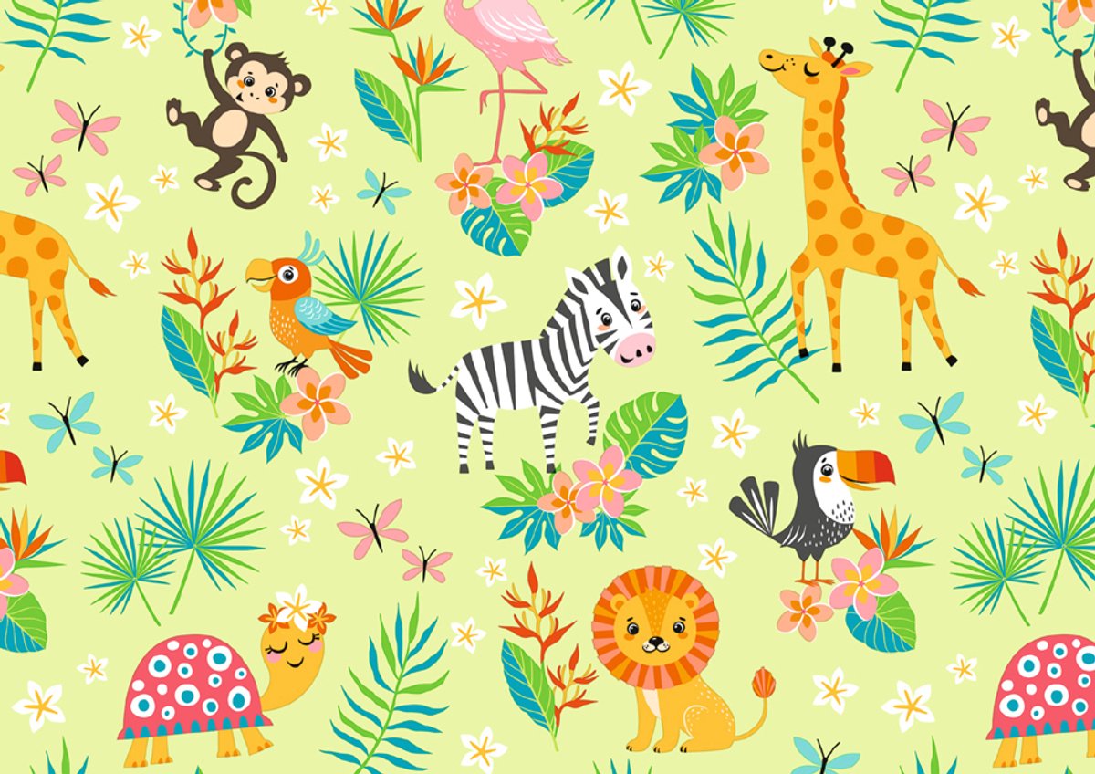 SUSY CARD Cadeaupapier 'Schattige dieren groen', op rol