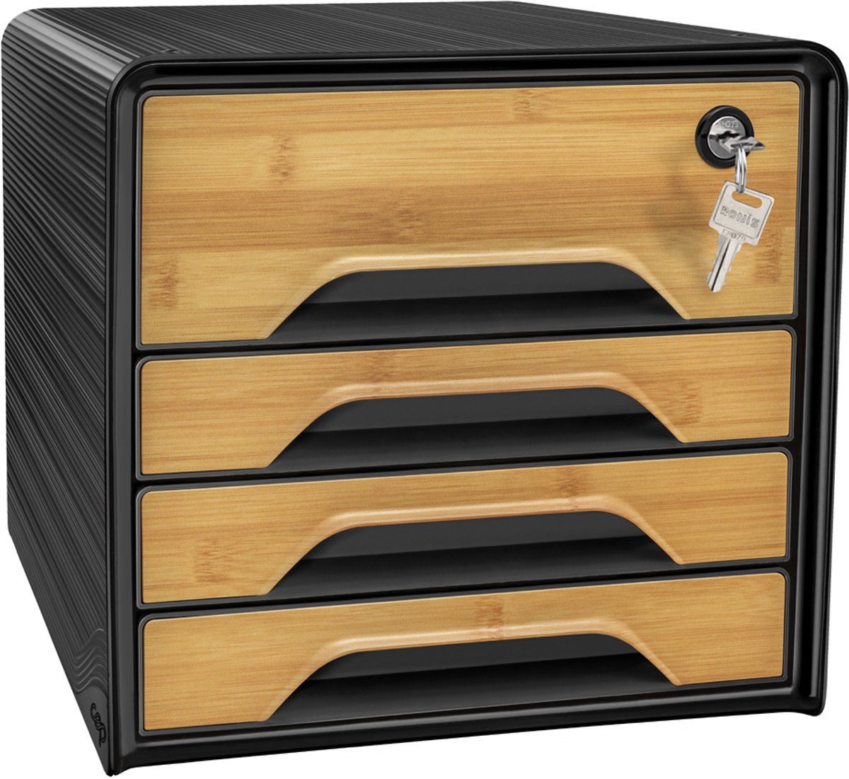 CEP schuifladenbox Smoove SECURE Silva, 4 lades, zwart/bamboe