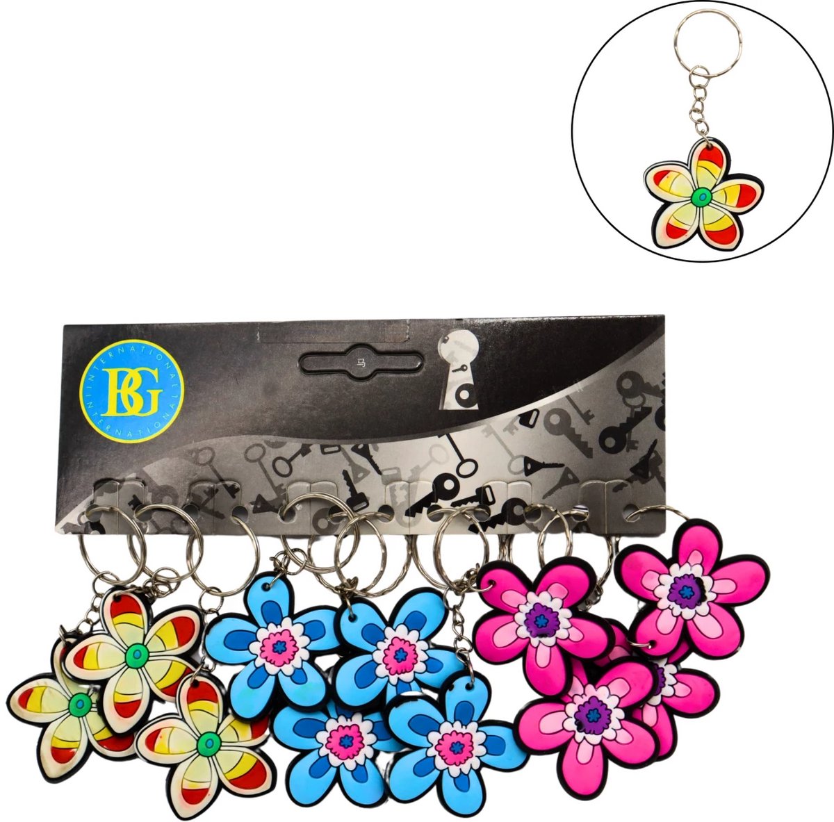 Sleutelhangers Bloemen – Korting set van 12 - Flower Keychains – Traktatie, Uitdeelcadeau, Kinderfeestje, Goodie Bag, Bedankje