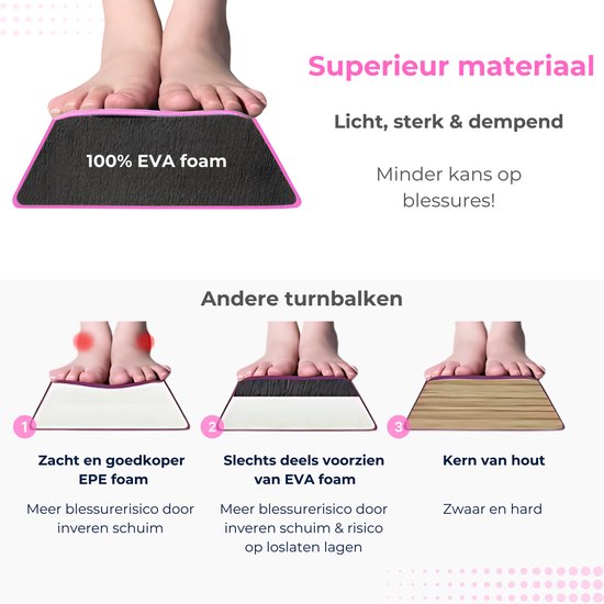 Turnbalk - EVA - 270 cm - Roze - Met draagtas - Evenwichtsbalk - Balanstrainer - Balans speelgoed — afbeelding 3