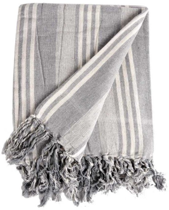 Décor cadeau - plaid - blanc / gris - 225 x 250 cm