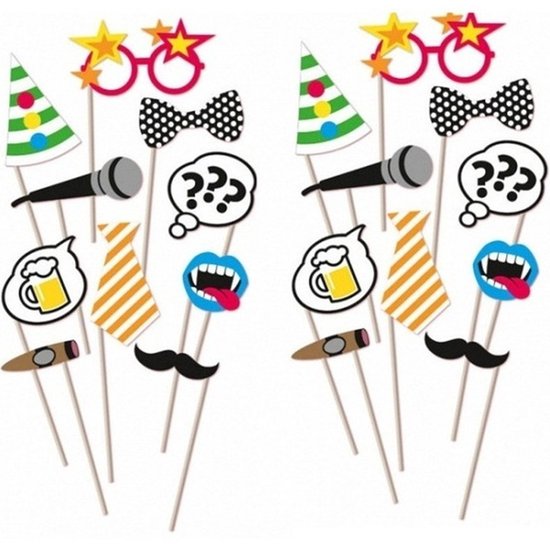 Foto props voor een verjaardag - setje van 20x stuks - selfies maken - Photo boot accessoires