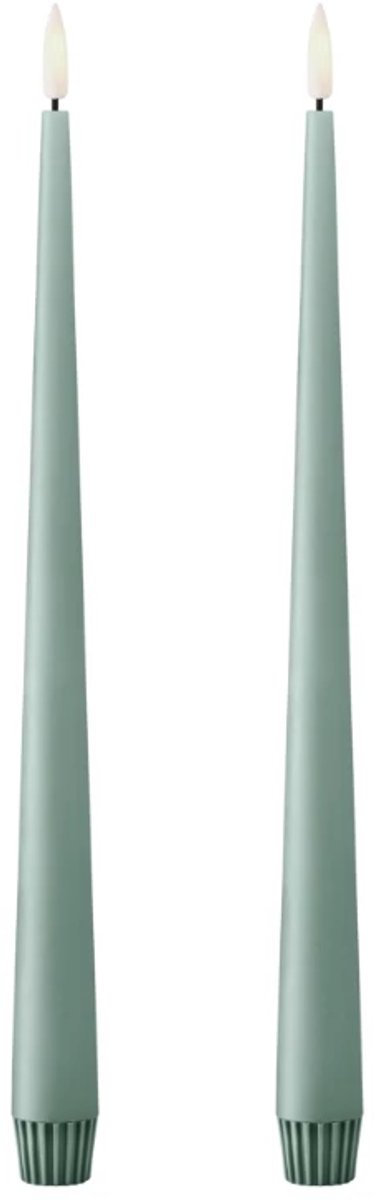 Ester & Erik Led Taper kaars 30cm jade stone set van 2 groen