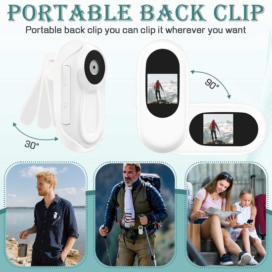 NinjaCam Action Cam 1080P WiFi, bodycam, lichaamscamera, mini, 360° actiecamera, sportcamera, waterdicht tot 30 m, multifunctionele accessoires, mini-camera, helmcamera, motorfiets, zwart