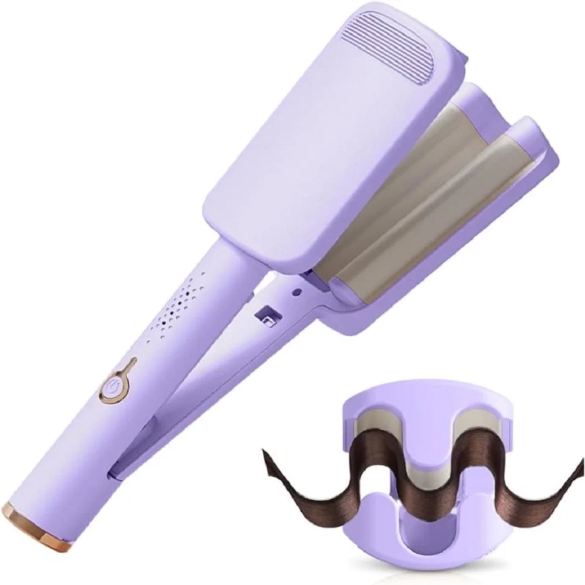 OIMG 32MM Keramische Krultang - 3 Barrels Beach Wave Krultang - 4 instelbare temperaturen(160°C-220°C) - anti-verbranding - Frizz-Free Golven voor Alle Haartypen - geschikt voor beginners - golvende stijltang - Paars