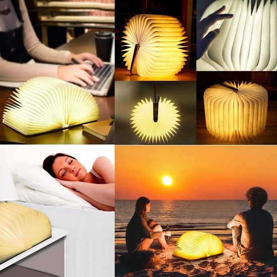 Boeklamp - Tafellamp Slaapkamer - Sfeerverlichting Binnen - Verlichting 21.5x17cm - Oplaadbare Kindertafellampen Cadeau - Decoratie Woonkamer van Loupe. — afbeelding 4