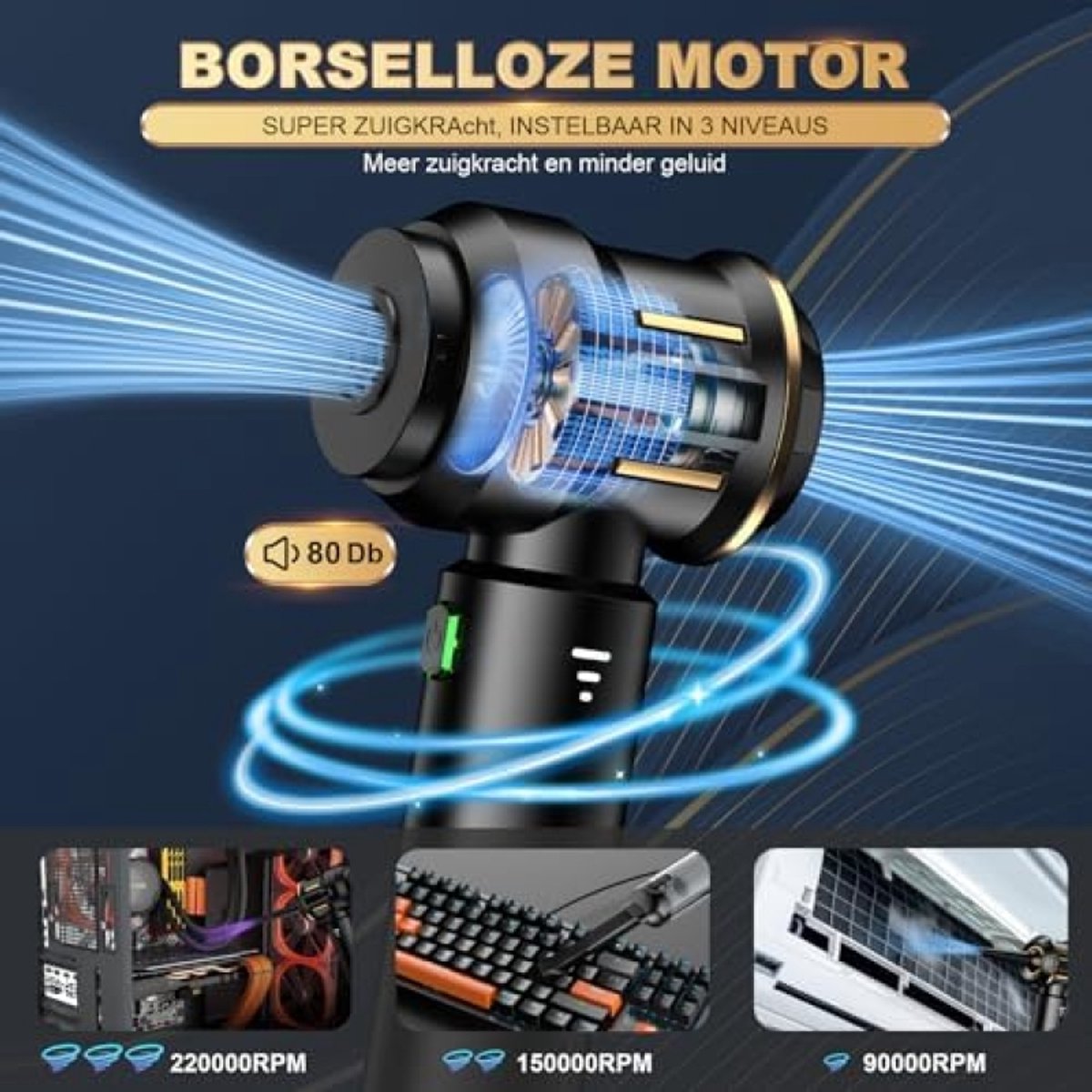 Draadloze Handstofzuiger 4-in-1 Mini Auto Stofzuiger - afbeelding 2