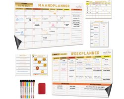 Huysplan® - Magnetische Maandplanner en Weekplanner Whiteboard - 20-delige set - Huishoudtaken - Prioriteiten - Notitie - Planbord - Boodschappenlijst - Kleur