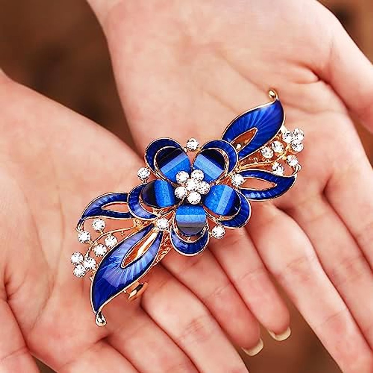 Bruiloft haarclip met bloem haaraccessoires voor vrouwen en meisjes (blauw)