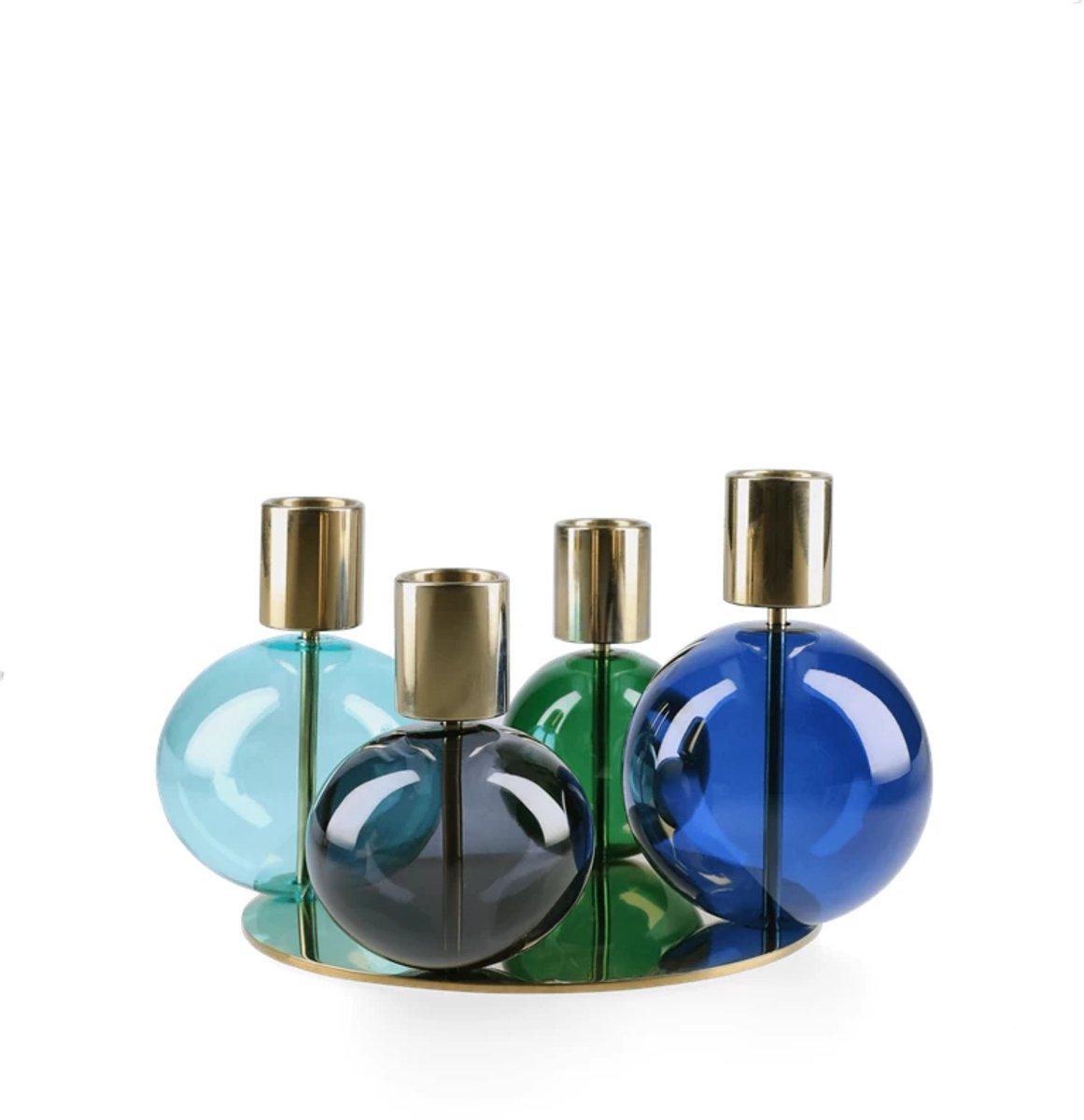 Holmegaard Bubble kandelaar vier houders D17cm blauw / groen / smoke