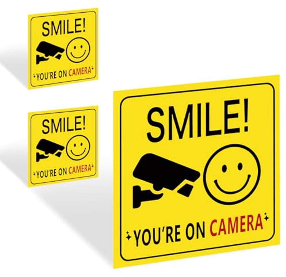 3 Stuks Zelfklevende Camera Waarschuwingsborden voor Buiten - Reflecterende CCTV Stickers (10 cm x 10 cm)
