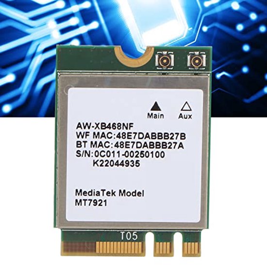 MT7921 NGFF M.2 Netwerkkaart Draadloze Netwerkkaart, 1800 Mbps 2,4 GHz 5 GHz Dual-band Wifi-kaart, Mini PCIE Netwerkadapter Printplaat voor Windows MT7921 NGFF M.2 Netwerkkaart Draadloze Netwerkkaart, 1800 Mbps 2,4 GHz 5 GHz Dual-band Wifi-kaart, Mini PCIE Netwerkadapter Printplaat voor Windows