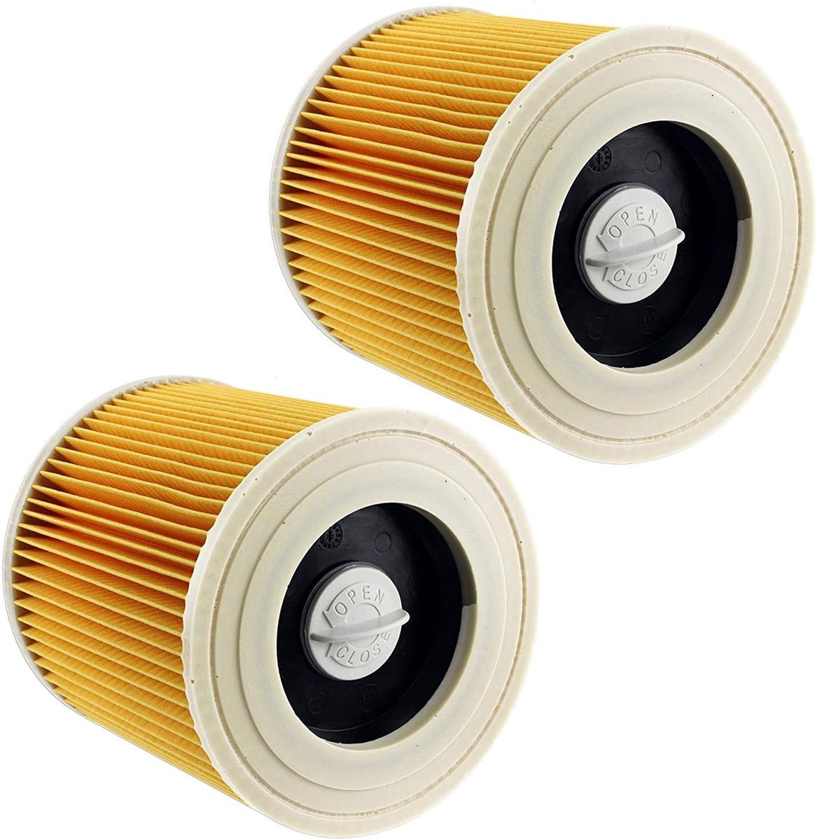 OIMG Patroonfilter - 2 Stuks - nat- en droogfilter - Geschikt voor Karcher WD3/NT18/20/38/1- Geschikt voor HEPA- WD2/MV2/3 stofzuiger katoen - geel