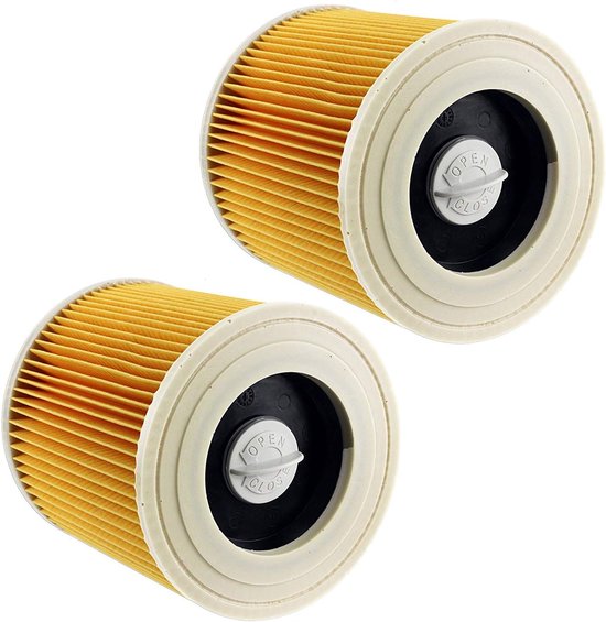 OIMG Patroonfilter - 2 Stuks - nat- en droogfilter - Geschikt voor Karcher WD3/NT18/20/38/1- Geschikt voor HEPA- WD2/MV2/3 stofzuiger katoen - geel
