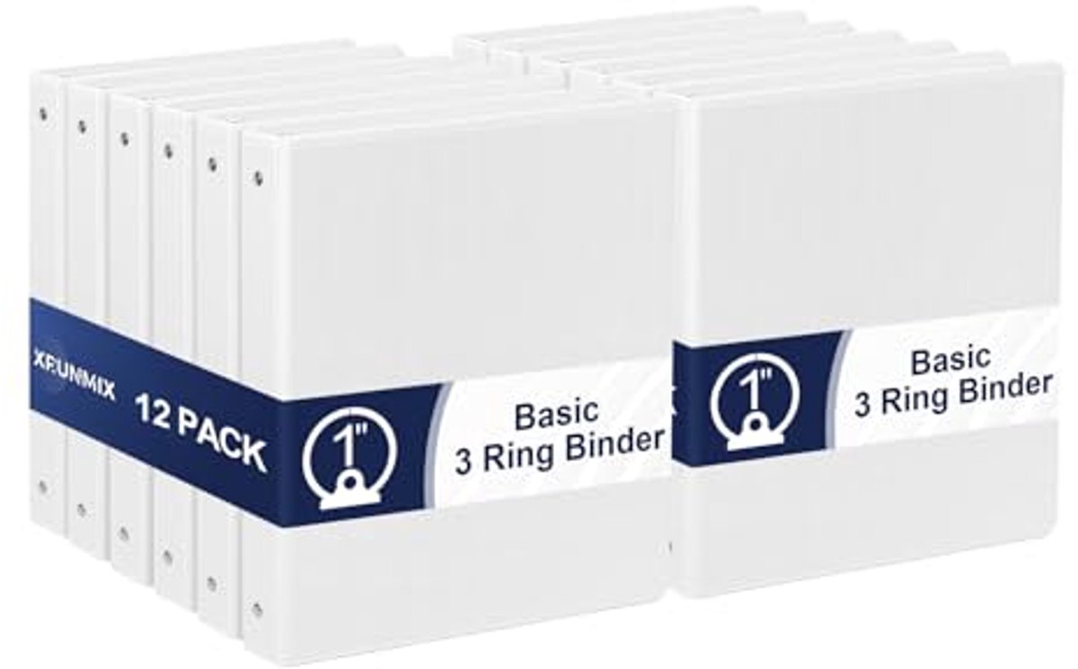 3-ringband met zakken voor 200 vellen US Letterformaat - 12 verpakkingen witte mappen