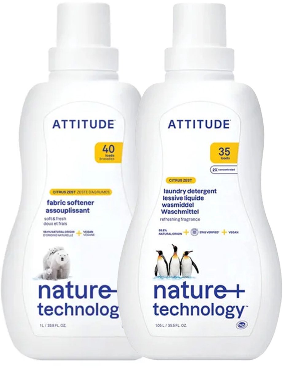 ATTITUDE Citrus Zest Wasmiddel en Wasverzachter Bundel - ECO ECO - duurzaam
