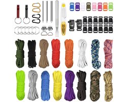 Paracord 550 Nylon Rope - 4 mm Multi-Coloured Parachute Cord Ribbon Set - DIY Bracelets - Key Chains en Dog Leashes - 16 Kleuren