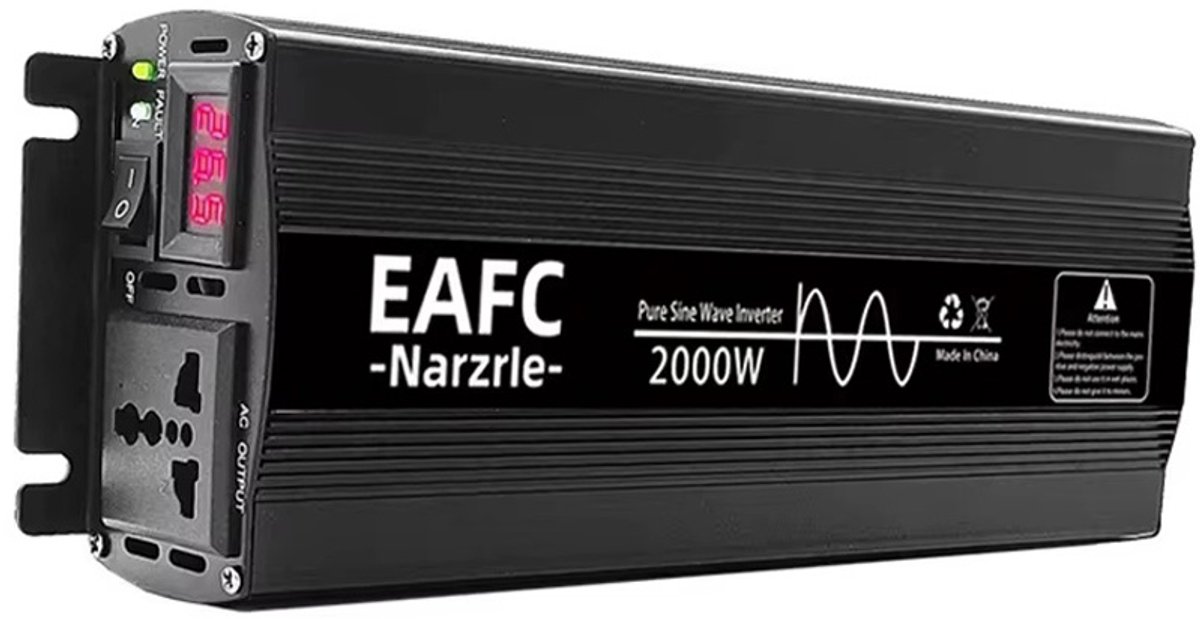EAFC - Omvormer 2000W 12V naar AC 220V - Auto-Omvormer - met USB Stroom Inverter Converter - Pure/Full Sine Wave