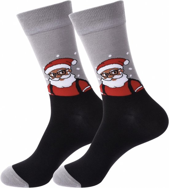 SilverAndCoco - Rebelse Kerstsokken / Gekke Foute Vrolijke Happy Kerst Sokken Kerstman / Leuke Grappige Dikke Warme Huissokken Kerstmis Dames Heren Kerstcadeau pakket / Wintersokken Kleding Socks Mannen Vrouwen Sinterklaas Schoen Cadeautje