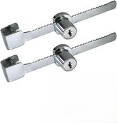 2 x Tandwielslot voor schuifdeuren, displayslot, terrariumslot, ratelslot met 4 sleutels, geschikt voor terrariums, vitrines, etalages, kasten