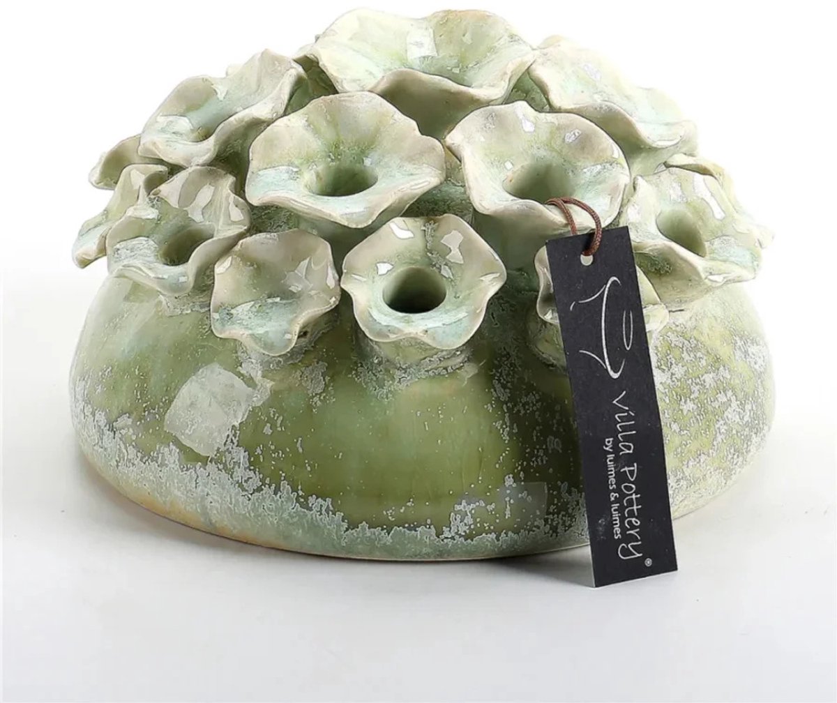Villa Pottery Groene Bloemen Tuitvaas Suus D22xH13
