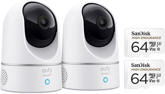 Afbeelding van Review Eufy 2x 2K Indoor Camera Pan & Tilt + Samsung 64GB