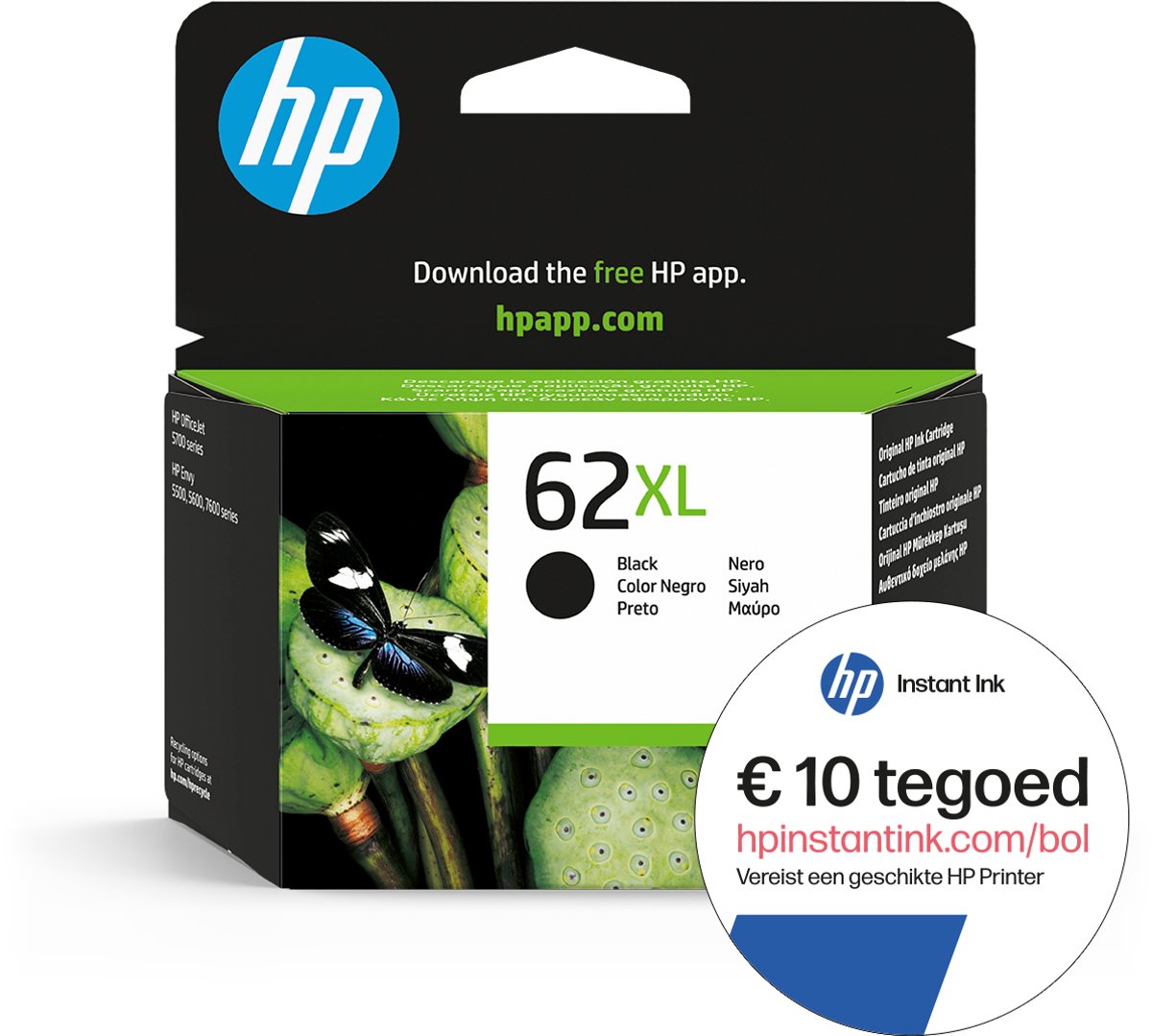 HP 62XL - Inktcartridge zwart + Instant Ink tegoed