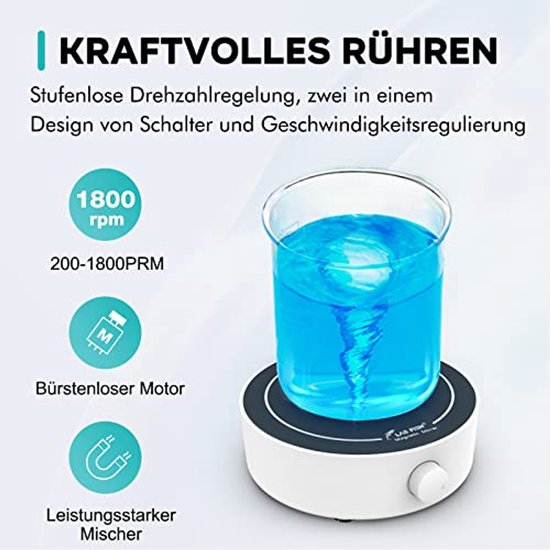 Magnetische roerder 200-1800RPM - Laboratorium en homebrew — afbeelding 2