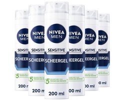 NIVEA Men Scheergel Sensitive - 6 x 200 ml - Voordeelverpakking
