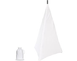 Witte Speaker Stand Cover voor Driehoekige Statief - Rekbare Spandex Bescherming voor Bruiloften en Evenementen