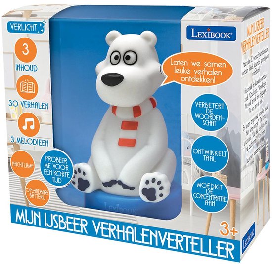 3D-ontwerp Polar Bear verhalenverteller met nachtlampje, muziek en kleurverandering 17cm (Dutch) — afbeelding 5