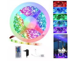 LED Strip 2 meter - light strip - RGB LED Verlichting - Led strips - SMD5050 LED - met 44 Toetsen afstandsbediening - dimbaar - gaming accesoires - incl. Voeding - Zelfklevend - binnenverlichting