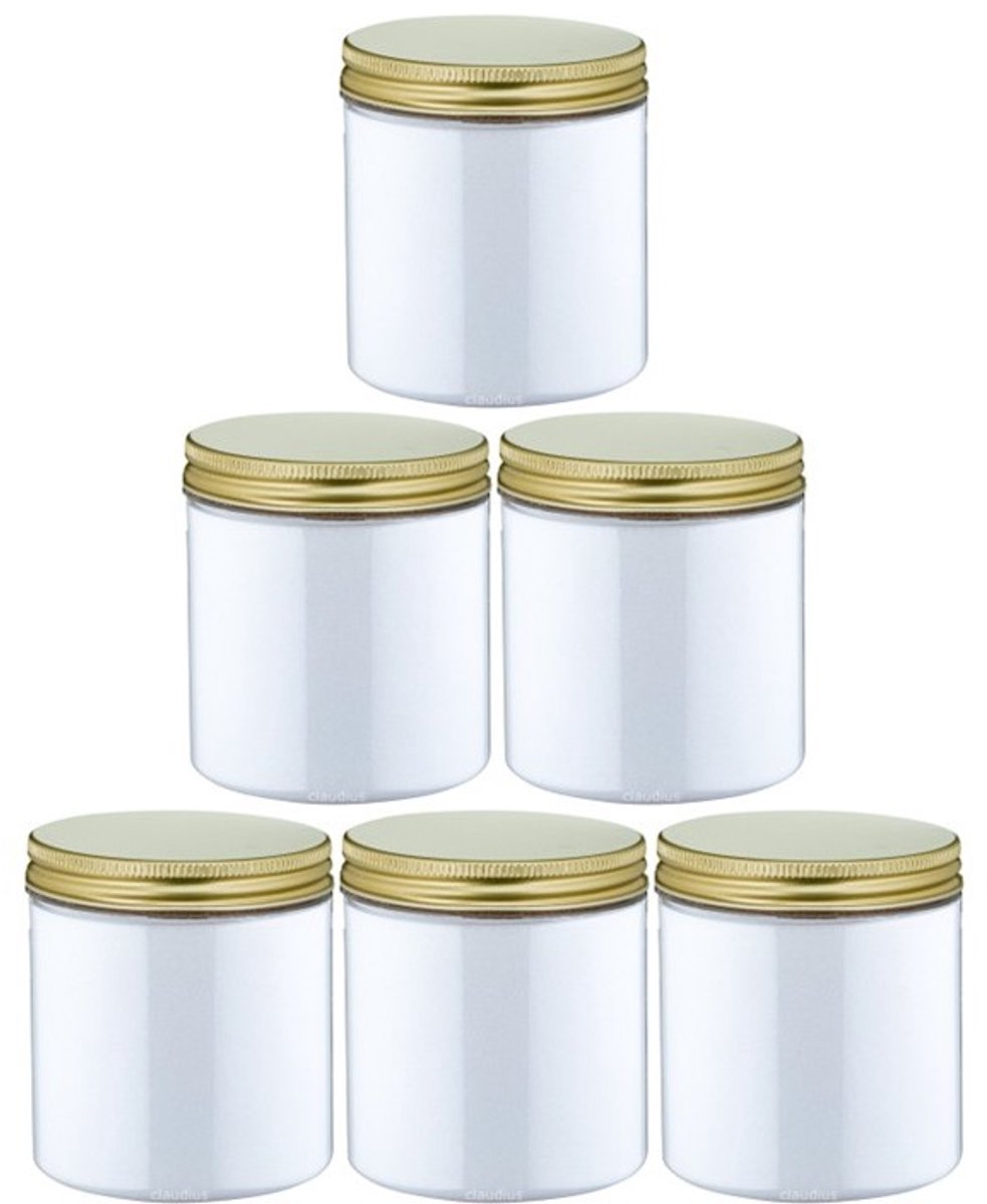 Scrubzout Perzik 300 gram - Pot met gouden deksel - set van 6 stuks - Hydraterende Lichaamsscrub