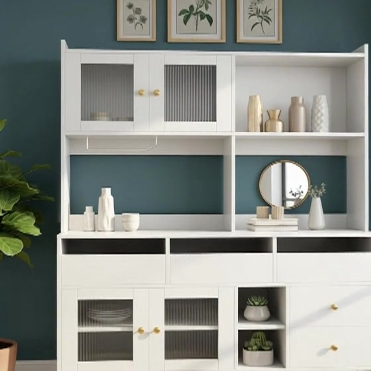 Keukenkast, buffetkast, 145 x 39 x 171 cm, sideboard met laden