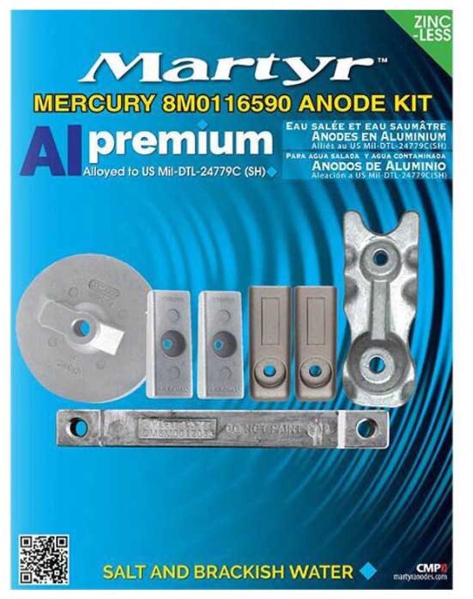 Martyr Anodes Aluminium Mercury Verado L6 350 Pk Anodeset Zilver